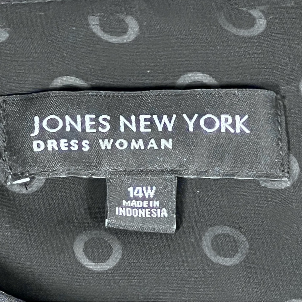 JONES NEW YORK Black White Polka Dot Short Sleeve Dress Women's Size 14W - Picture 16 of 16